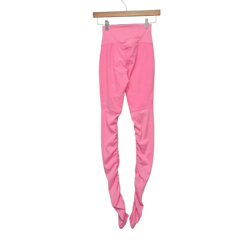 Alo Yoga Pink Alosoft High Waist Goddess Ruched Stacked Leggings XXS RN87370